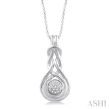 1/20 Ctw Single Cut Diamond Love Knot Pendant in Sterling Silver with chain
