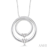 1/20 Ctw Round Cut Diamond Circle Pendant in Sterling Silver with Chain