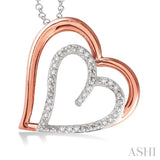 Silver Twin Heart Shape Diamond Pendant