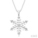 Silver Snow Flake Diamond Pendant