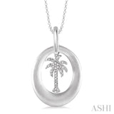 1/20 Ctw Single Cut Diamond Disk Palm Tree Pendant in Sterling Silver with Chain