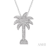 1/20 Ctw Single Cut Diamond Palm Tree Pendant in Sterling Silver with Chain