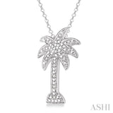 Silver Palm Tree Diamond Pendant