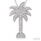 Silver Palm Tree Diamond Pendant