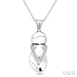 1/50 Ctw Single Cut Diamond Flip Flop Pendant in Sterling Silver with Chain