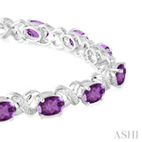 Oval Shape Silver Gemstone & Diamond Bracelet