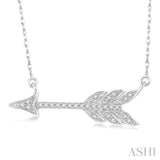 1/10 Ctw Round Cut Diamond Arrow Pendant in 10K White Gold with Chain