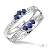 2.5 MM Round Cut Sapphire and 1/6 Ctw Round Cut Diamond Insert Ring in 14K White Gold