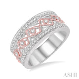 1/3 Ctw Round Cut Diamond Wide Band in 14K White and Rose Gold