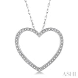 1/6 Ctw Heart Round Cut Diamond Pendant With Link Chain in 10K White Gold