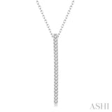 1/6 Ctw Long Vertical Bar Round Cut Diamond Pendant With Link Chain in 10K White Gold