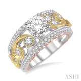 5/8 Ctw Round Diamond Semi-Mount Engagement Ring in 14K White, Yellow, and Rose Gold