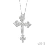 Cross Fleur De Lis Diamond Fashion Pendant