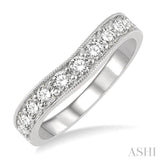 3/4 ctw Arched Round Cut Diamond Wedding Band in 14K White Gold