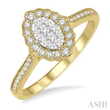 1/3 ctw Oval Laticde Lovebright Round Cut Diamond Ladies Ring in 14K Yellow and White Gold