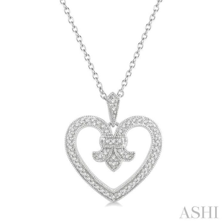Heart Shape Fleur De Lis Diamond Pendant