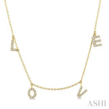 1/6 Ctw 'LOVE' Round Cut Diamond Station Necklace in 14K Yellow Gold