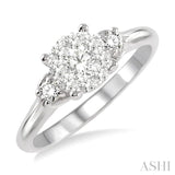 1/2 Ctw Lovebright Round Cut Diamond Engagement Ring in 14K White Gold