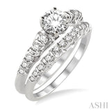 1/2 Ctw Diamond Wedding Set with 1/3 Ctw Round Cut Engagement Ring and 1/6 Ctw Wedding Band in 14K White Gold