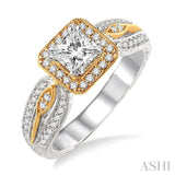 1/3 Ctw Diamond Semi-mount Engagement Ring in 14K White and Yellow Gold