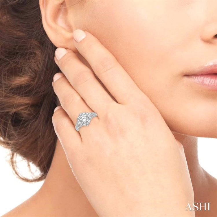 Flower Shape Diamond Engagement Ring