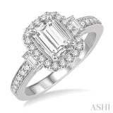 3/8 Ctw Diamond Octagon Halo Semi-Mount Engagement Ring in 14K White Gold