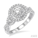 5/8 Ctw Round Diamond Double Halo Semi-Mount Engagement Ring in 14K White Gold