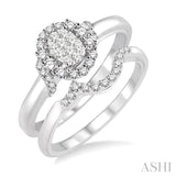 3/8 Ctw Diamond Lovebright Wedding Set with 1/3 Ctw Engagement Ring and 1/10 Ctw Wedding Band in 14K White Gold