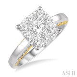 1 Ctw Round Diamond Lovebright Solitaire Style Engagement Ring in 14K White and Yellow Gold