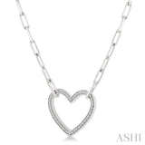 Silver Heart Shape Paper Clip Diamond Fashion Pendant