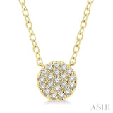 1/8 ctw Disc Shape Round Cut Diamond Petite Fashion Pendant With Chain in 10K Yellow Gold