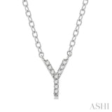 1/20 ctw Initial 'Y' Round Cut Diamond Pendant With Chain in 10K White Gold