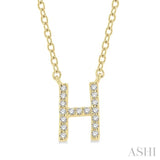 1/20 ctw Initial 'H' Round Cut Diamond Pendant With Chain in 10K Yellow Gold