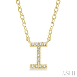 1/20 ctw Initial 'I' Round Cut Diamond Pendant With Chain in 10K Yellow Gold