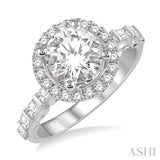 5/8 Ctw Diamond Semi-Mount Round Halo Engagement Ring in 14K White Gold