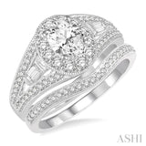 1 Ctw Diamond Wedding Set with 7/8 Ctw Oval Cut Engagement Ring and 1/6 Ctw Wedding Band in 14K White Gold
