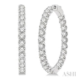 6 Ctw Round Cut Diamond In-Out Hoop Earring in 14K White Gold