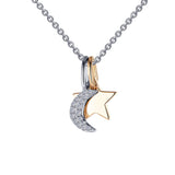 Moon & Star Shadow Charm Necklace