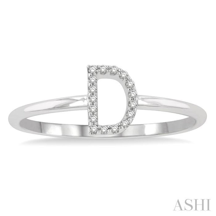 1/20 ctw Initial 'D' Round Cut Diamond Fashion Ring in 10K White Gold