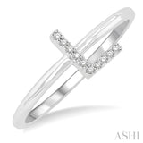 1/20 ctw Initial 'L' Round Cut Diamond Fashion Ring in 10K White Gold