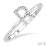 1/20 ctw Initial 'R' Round Cut Diamond Fashion Ring in 10K White Gold